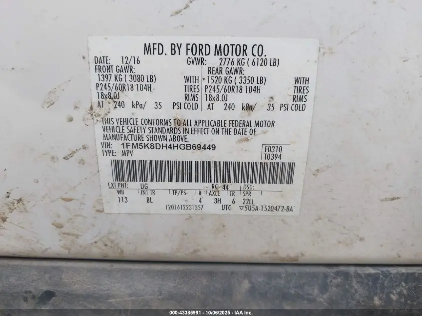 2017 FORD EXPLORER XLT