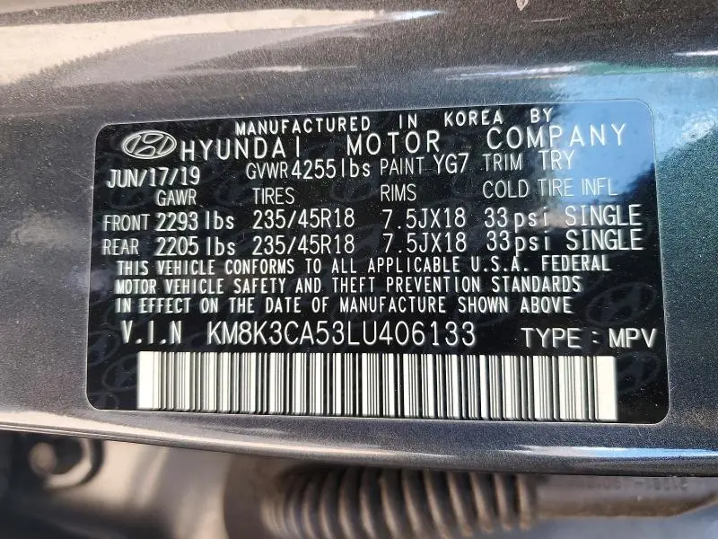 2020 HYUNDAI KONA LIMITED  