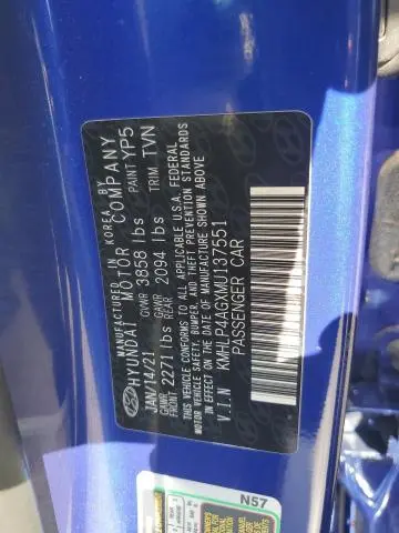 2021 HYUNDAI ELANTRA LIMITED  