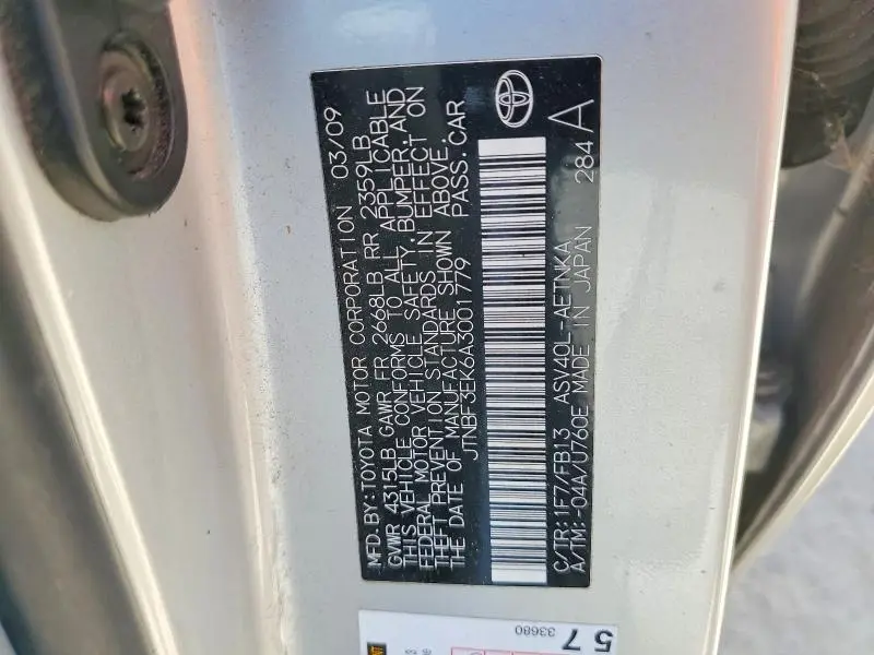 2010 TOYOTA CAMRY LE  