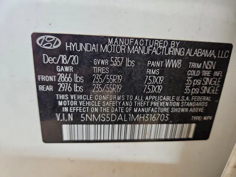 2021 HYUNDAI SANTA FE CALLIGRAPHY  