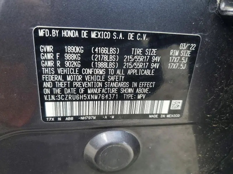 2022 HONDA HR-V EX  