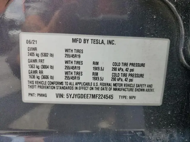 2021 TESLA MODEL Y   