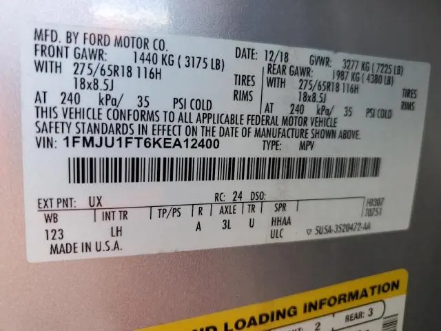 2019 FORD EXPEDITION XL  