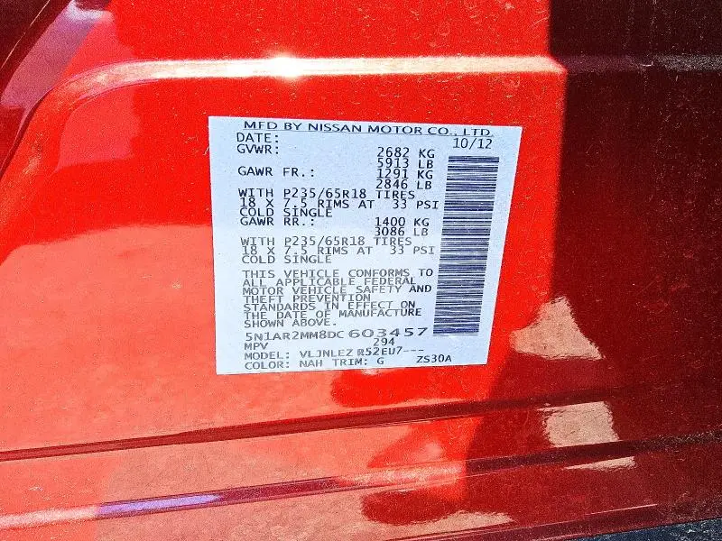 2013 NISSAN PATHFINDER S  
