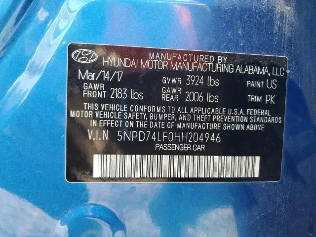 2017 HYUNDAI ELANTRA SE