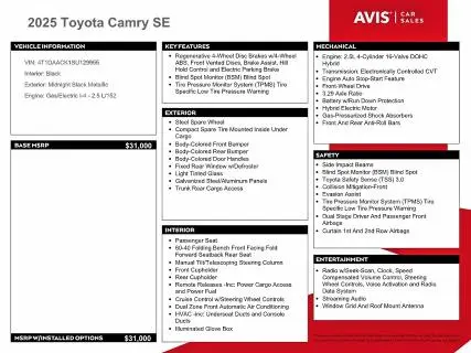 2025 TOYOTA CAMRY XSE  