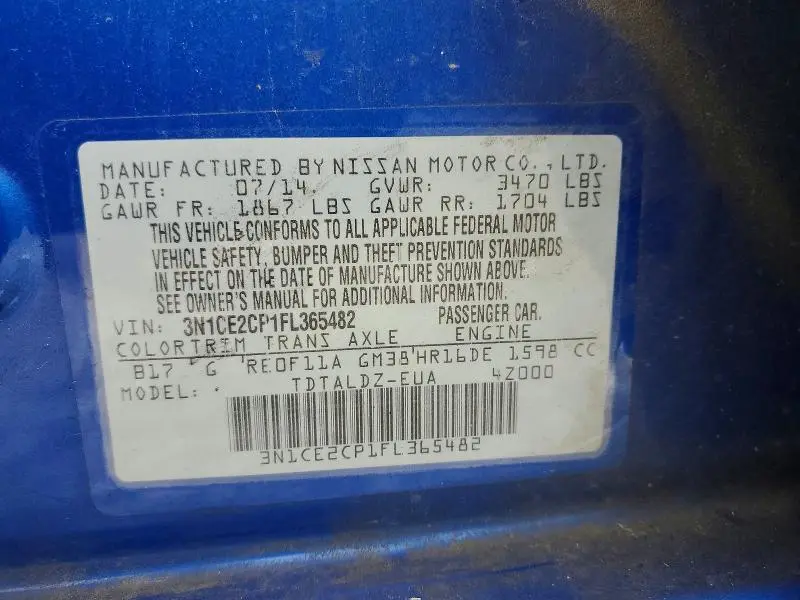 2015 NISSAN VERSA NOTE S  