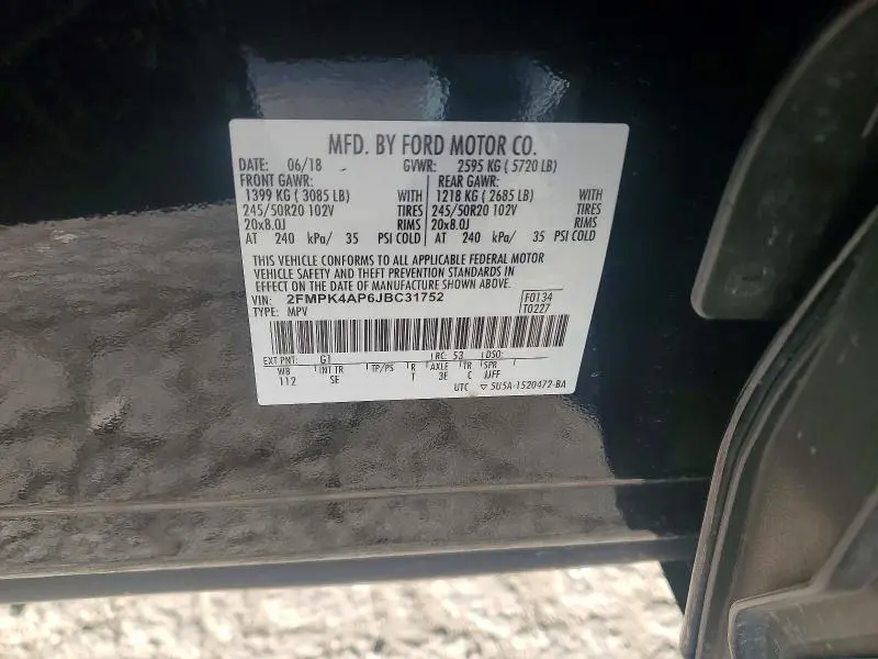 2018 FORD EDGE SPORT  