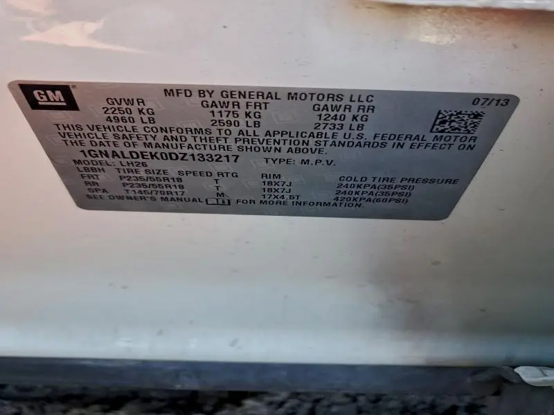 2013 CHEVROLET EQUINOX LT  