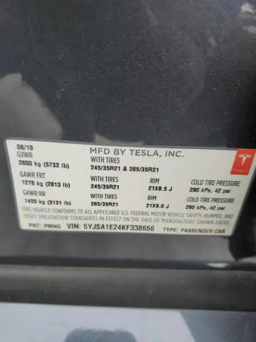 2019 TESLA MODEL S   