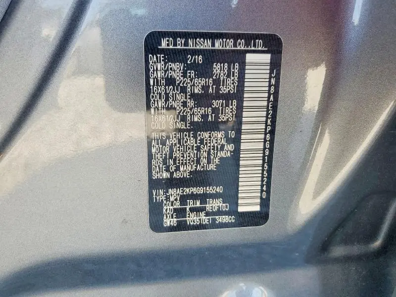 2016 NISSAN QUEST 3.5 S  