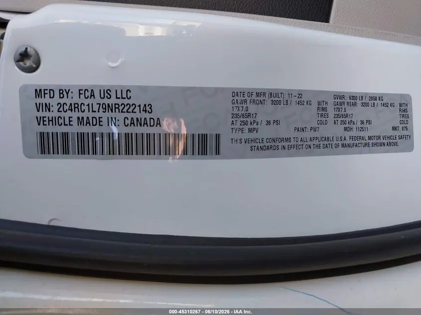 2022 CHRYSLER PACIFICA HYBRID TOURING L
