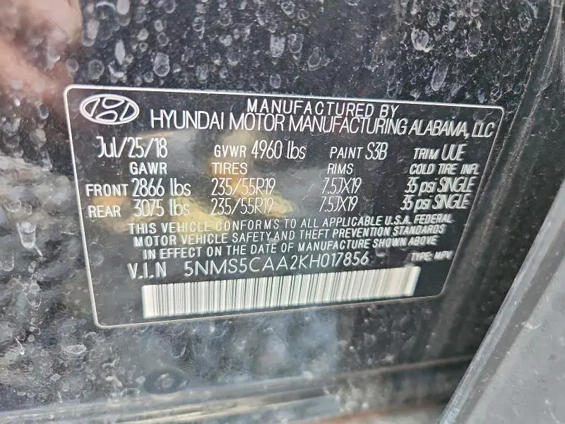 2019 HYUNDAI SANTA FE LIMITED 2.0T  