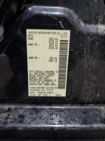 2022 NISSAN ALTIMA SV  