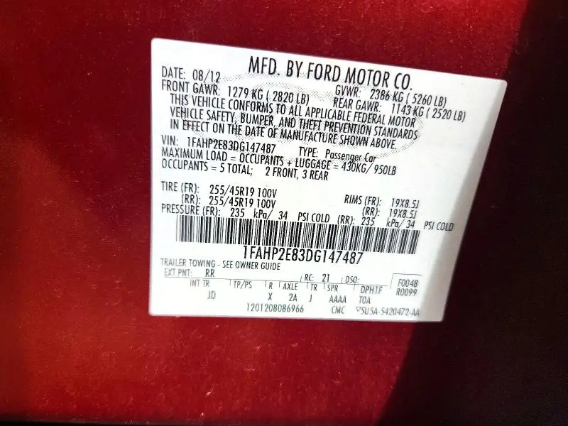 2013 FORD TAURUS SEL  