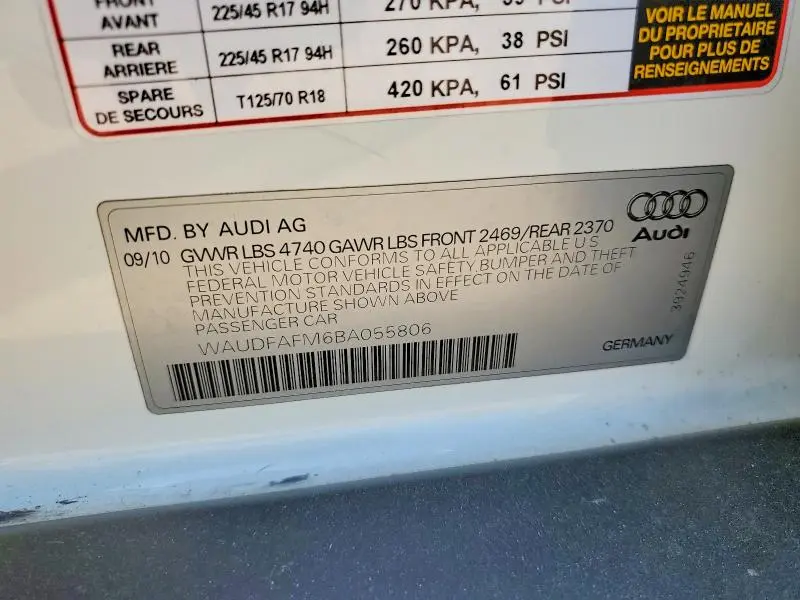 2011 AUDI A3 PREMIUM  