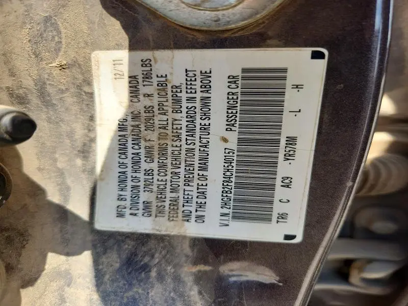 2012 HONDA CIVIC EX  