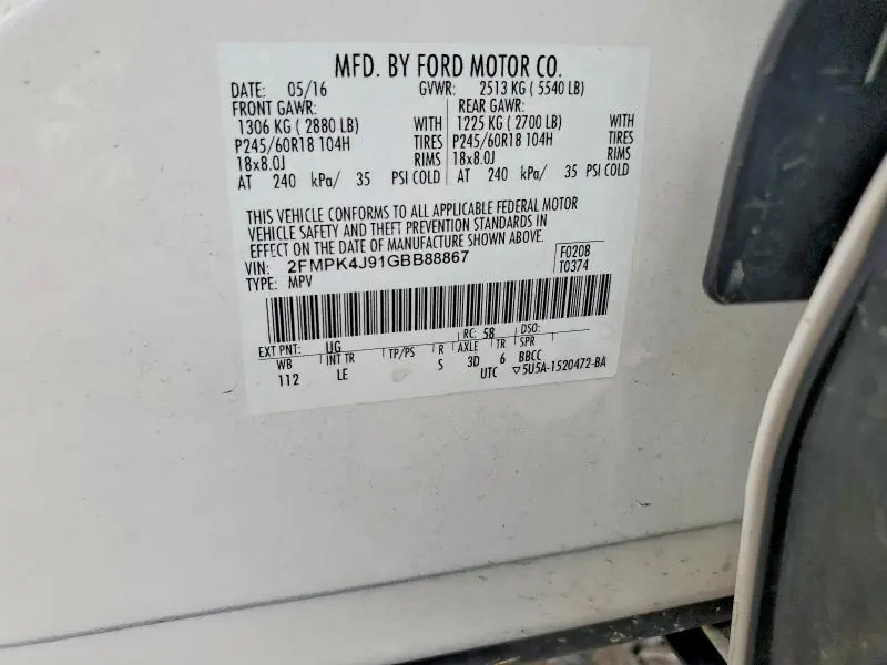 2016 FORD EDGE SEL  