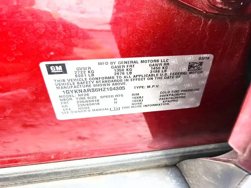 2017 CADILLAC XT5   
