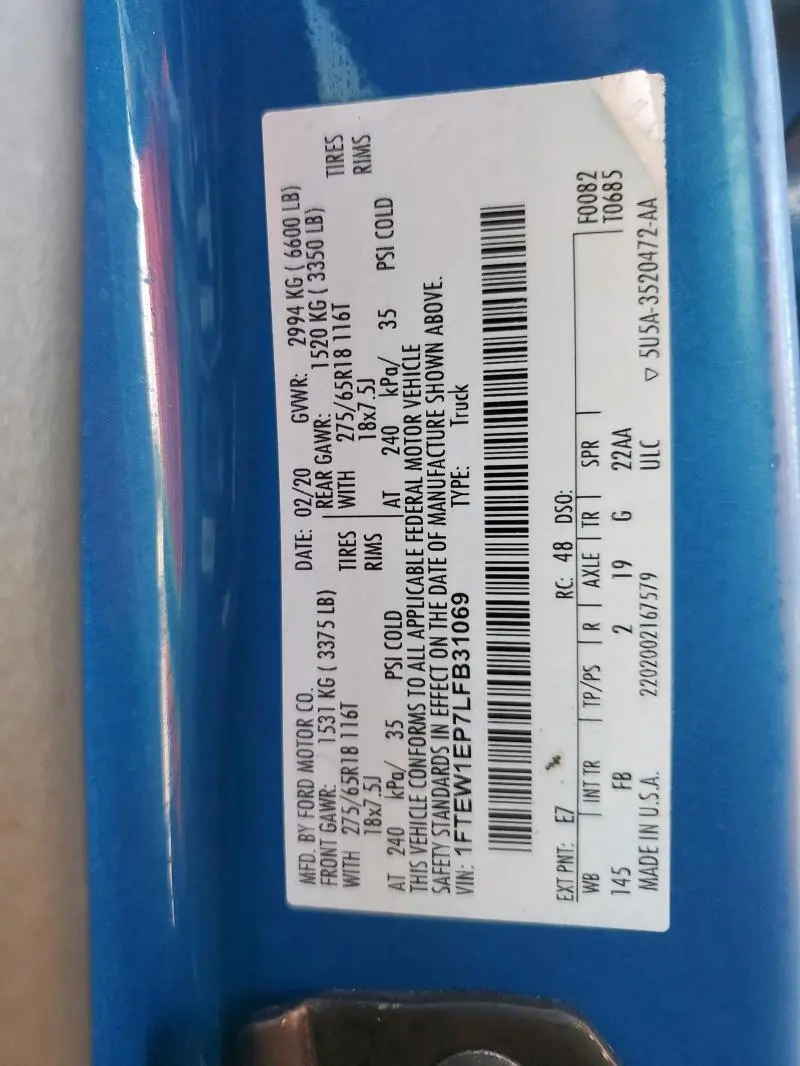 2020 FORD F150 SUPERCREW  