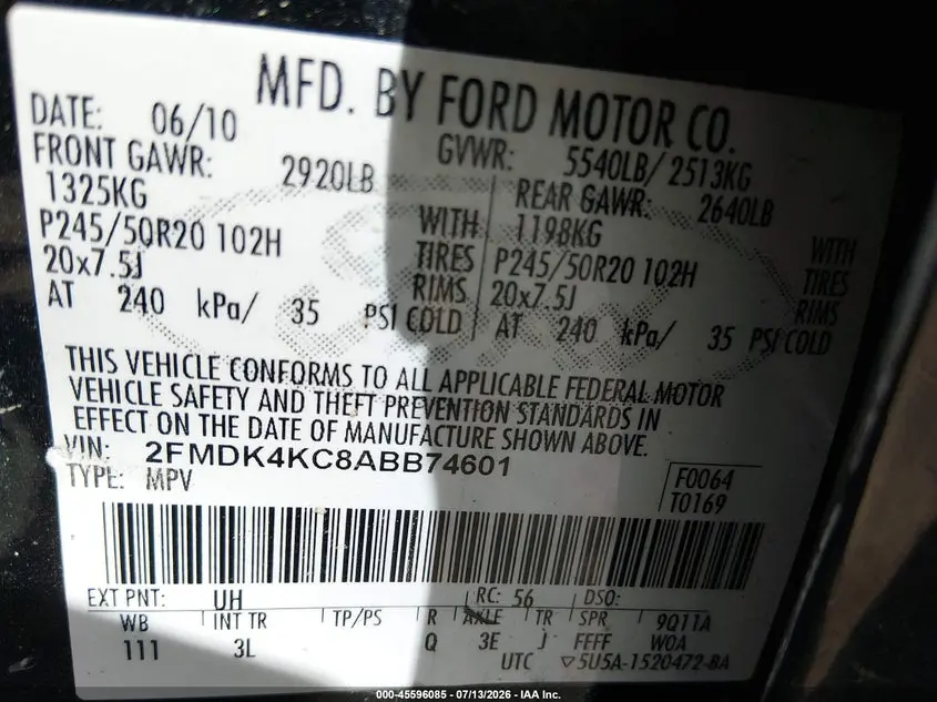 2010 FORD EDGE LIMITED