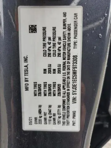 2021 TESLA MODEL 3   