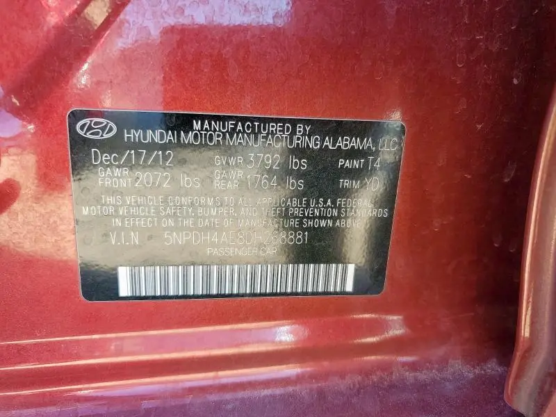 2013 HYUNDAI ELANTRA GLS  