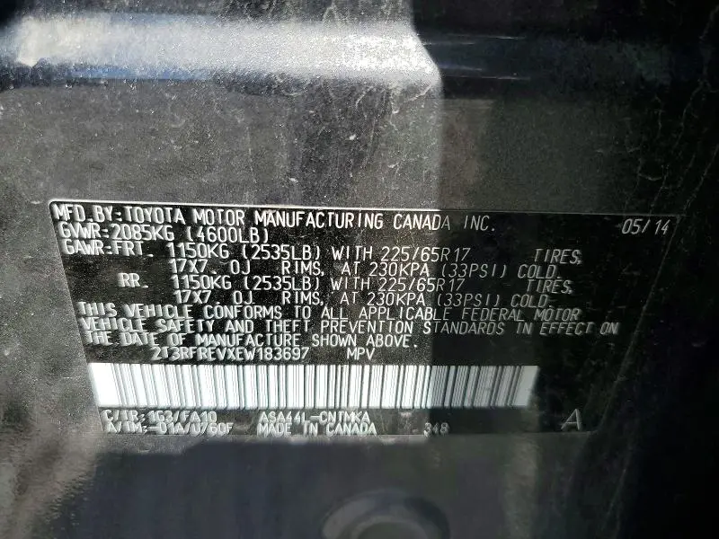 2014 TOYOTA RAV4 XLE  