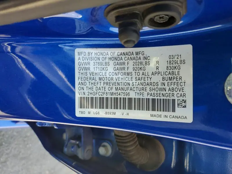 2021 HONDA CIVIC SPORT  