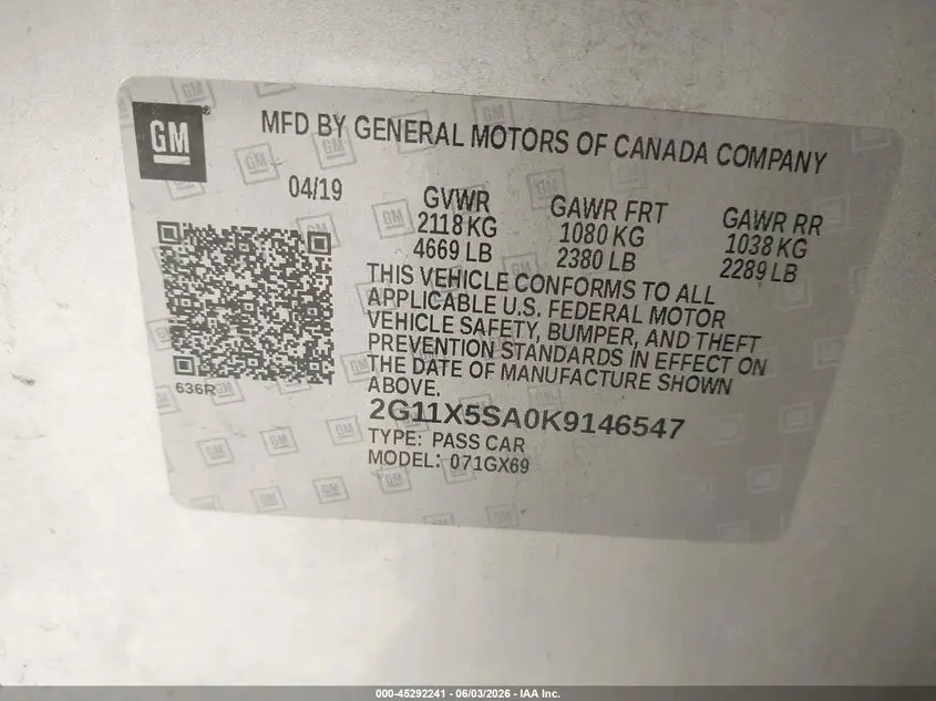 2019 CHEVROLET IMPALA LS
