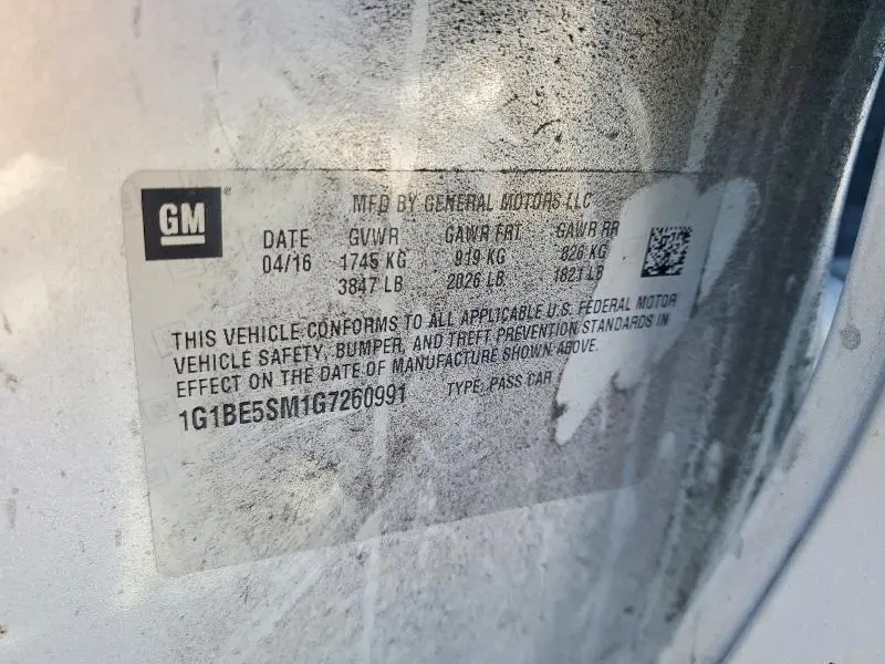 2016 CHEVROLET CRUZE LT  