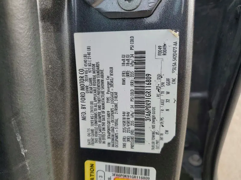 2016 FORD FUSION TITANIUM  