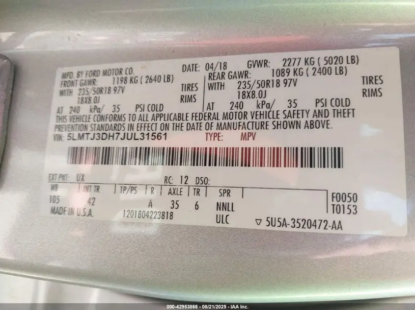 2018 LINCOLN MKC RESERVE