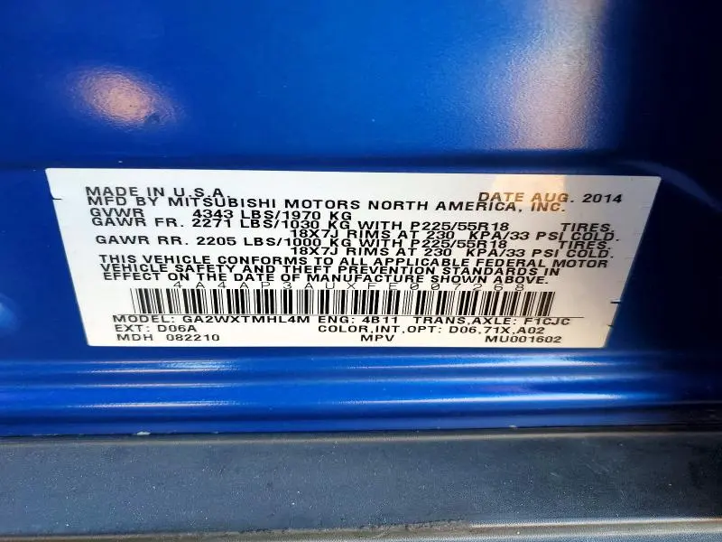 2015 MITSUBISHI OUTLANDER SPORT ES  