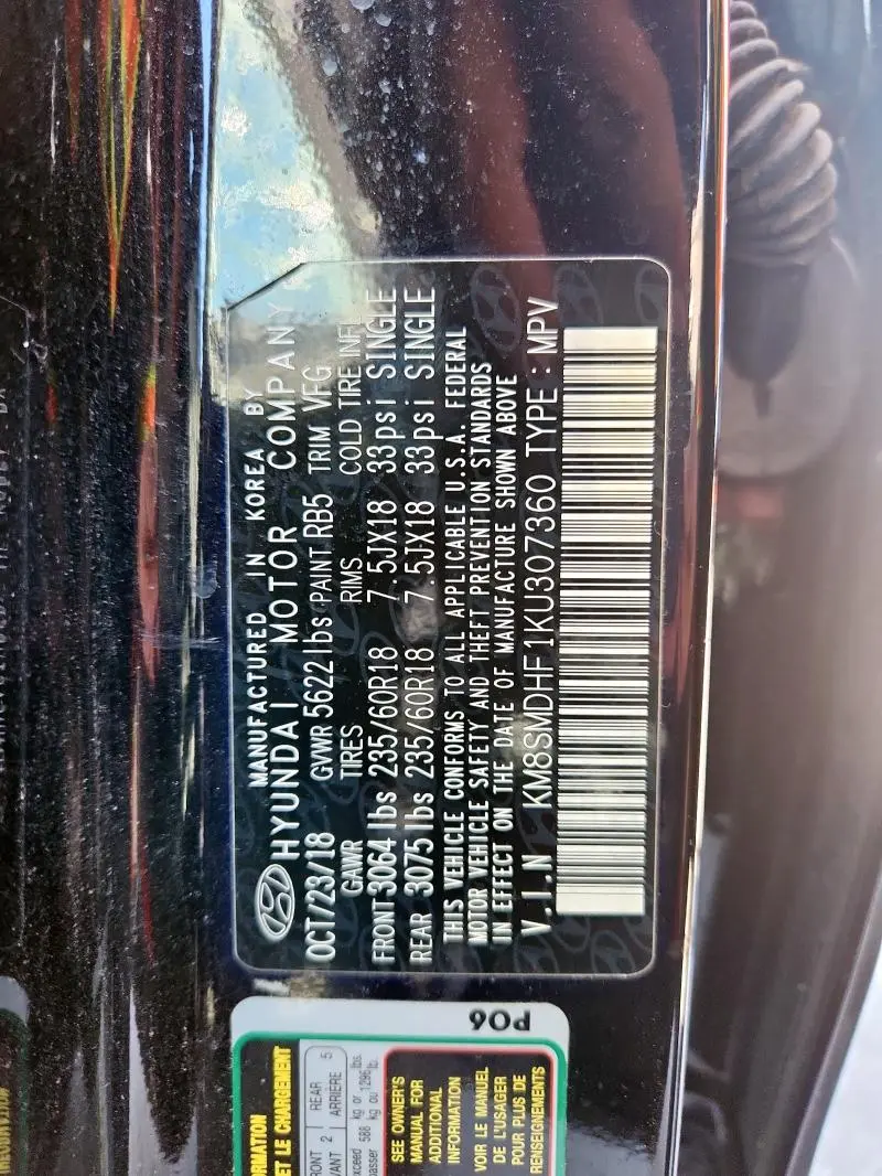 2019 HYUNDAI SANTA FE XL SE  