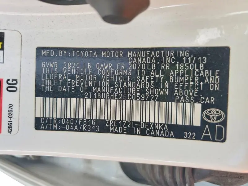 2014 TOYOTA COROLLA LE PLUS  