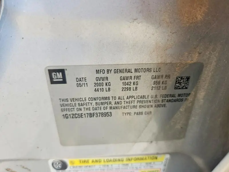 2011 CHEVROLET MALIBU 1LT  