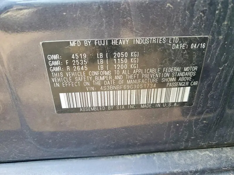 2016 SUBARU LEGACY 2.5I PREMIUM  