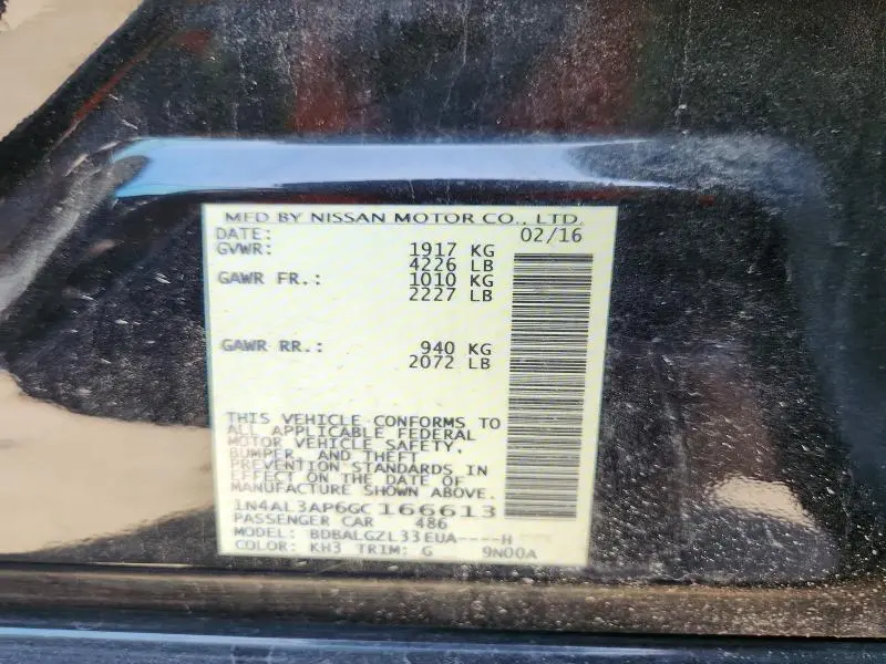 2016 NISSAN ALTIMA 2.5 S  