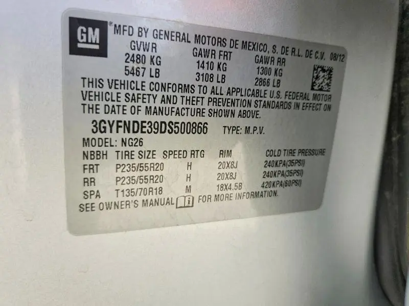 2013 CADILLAC SRX PERFORMANCE COLLECTION  