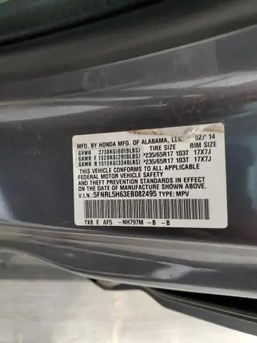 2014 HONDA ODYSSEY EXL  