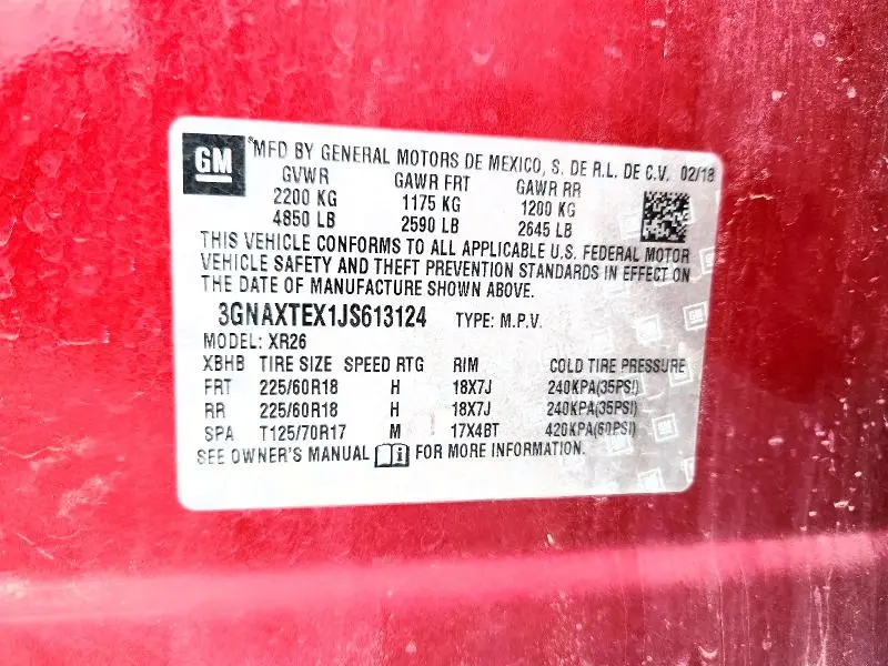 2018 CHEVROLET EQUINOX LT  