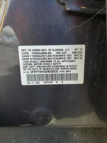 2014 HONDA PILOT EX  