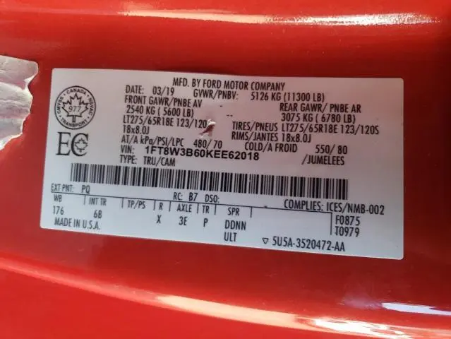 2019 FORD F350 SUPER DUTY  