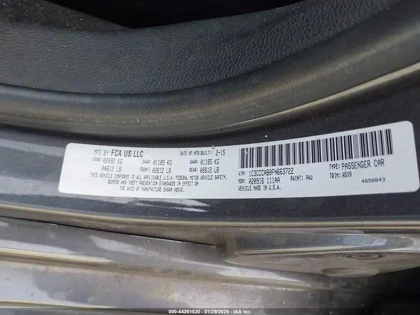 2015 CHRYSLER 200 LIMITED