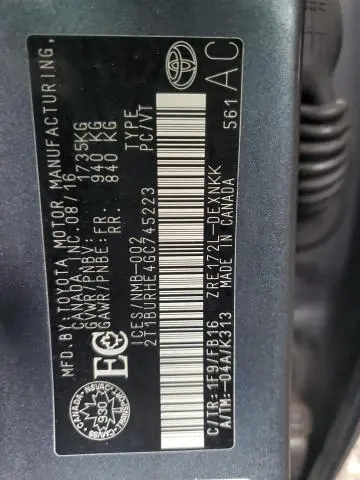 2016 TOYOTA COROLLA L  