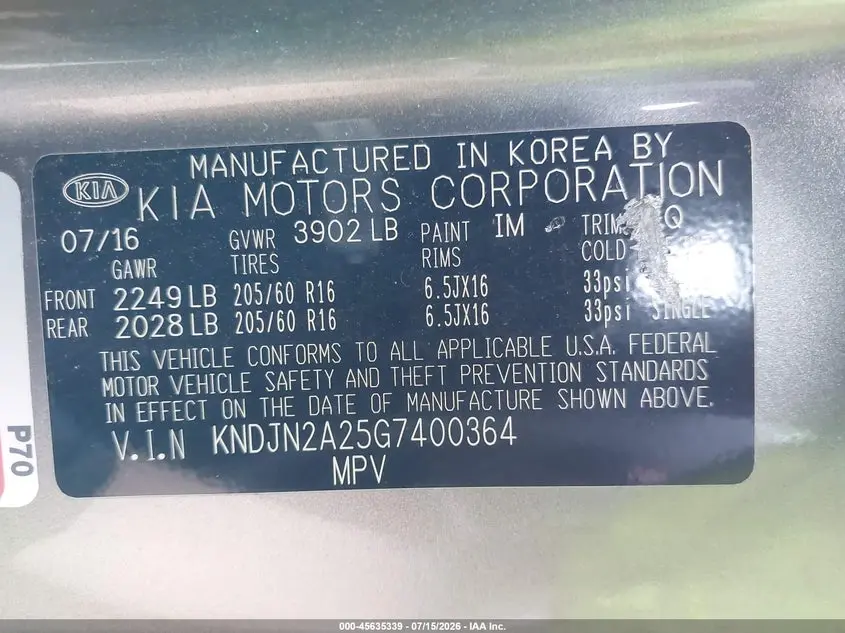 2016 KIA SOUL  