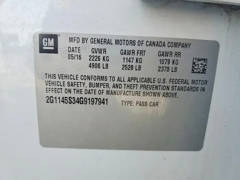 2016 CHEVROLET IMPALA LTZ  