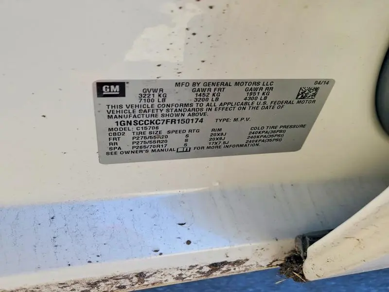 2015 CHEVROLET TAHOE C1500 LTZ  